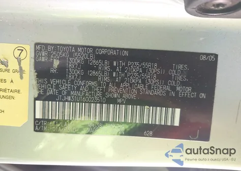 2006 Lexus Rx 400H from USA, damaged, VIN JTJHW31U160023510